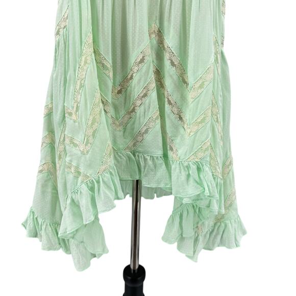 Free People Voile and Lace Pastel Mint Green Polka Dot Trapeze Slip Tank Dress - Picture 10 of 13
